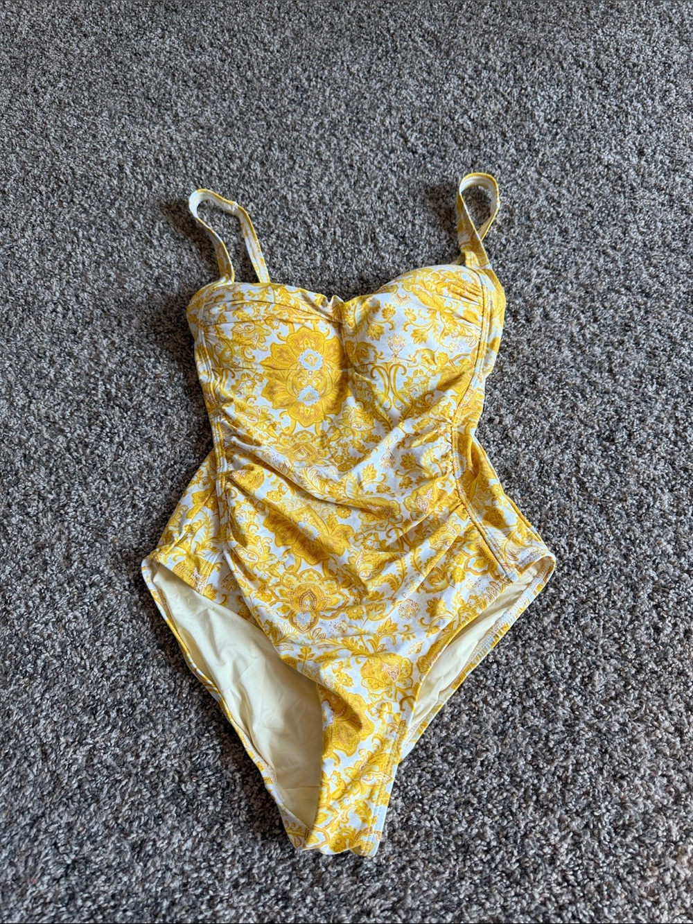 Nip Tuck Yellow Floral One-Piece Swimsuit Size 6
